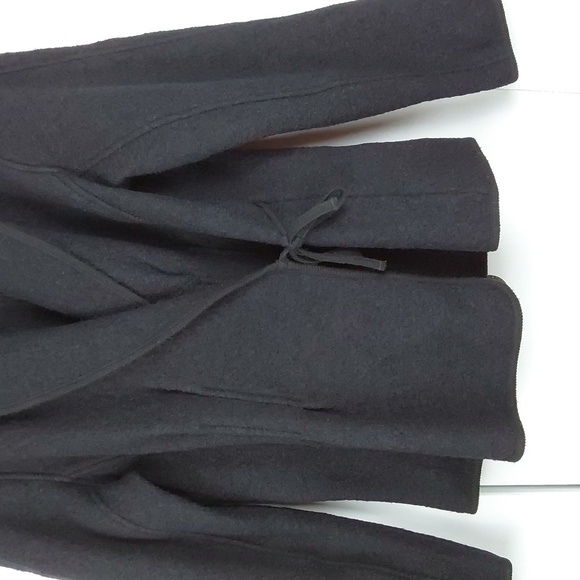 TSD Two Star Dog Black 100% Wool Minimalist Neutral Warm Wrap Coat Chic Sz.M - Picture 7 of 15